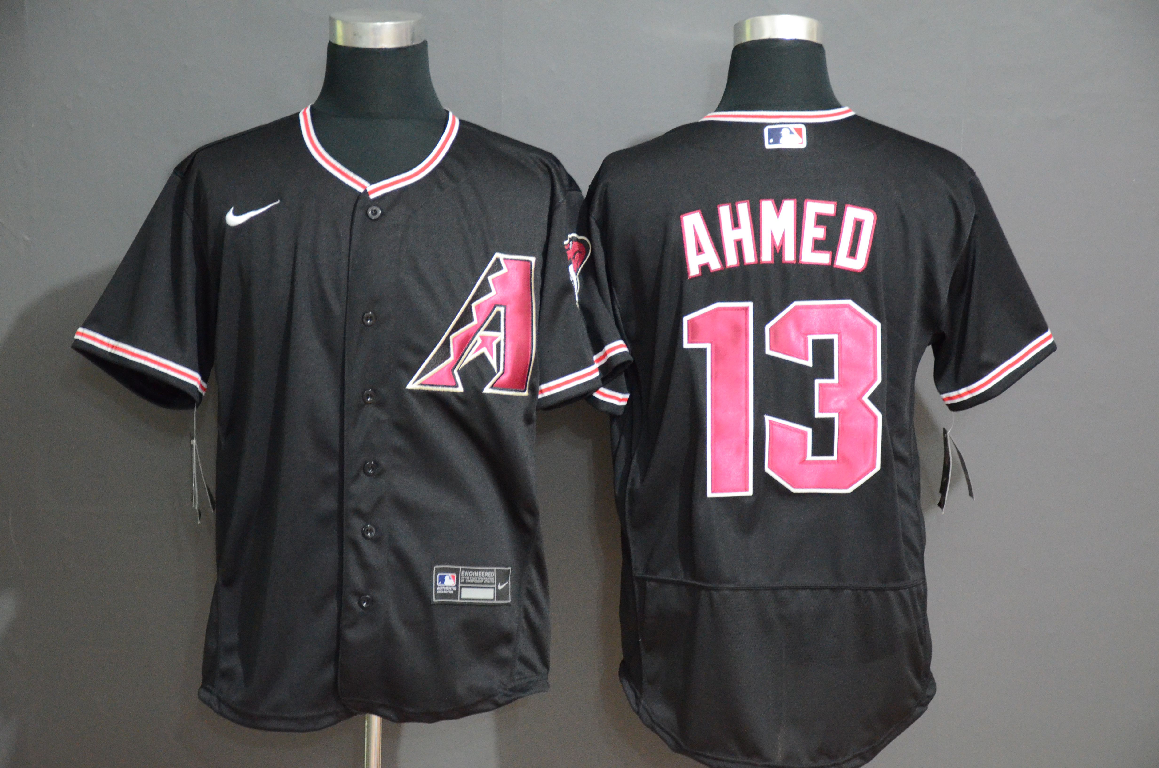 Men Arizona Diamondback #13 Ahmed Black Nike Elite MLB Jerseys->arizona diamondback->MLB Jersey